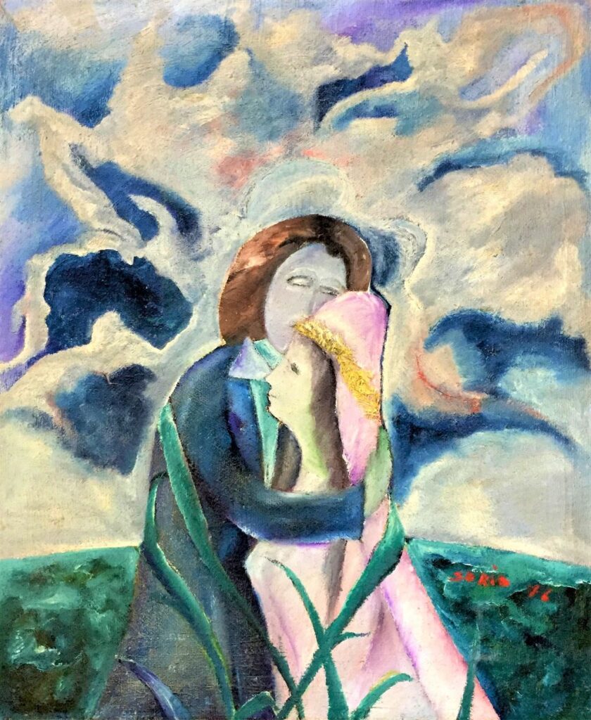 1976 - Agli sposi. Sorio e Adriana. - Olio su tela, 68x81 cm