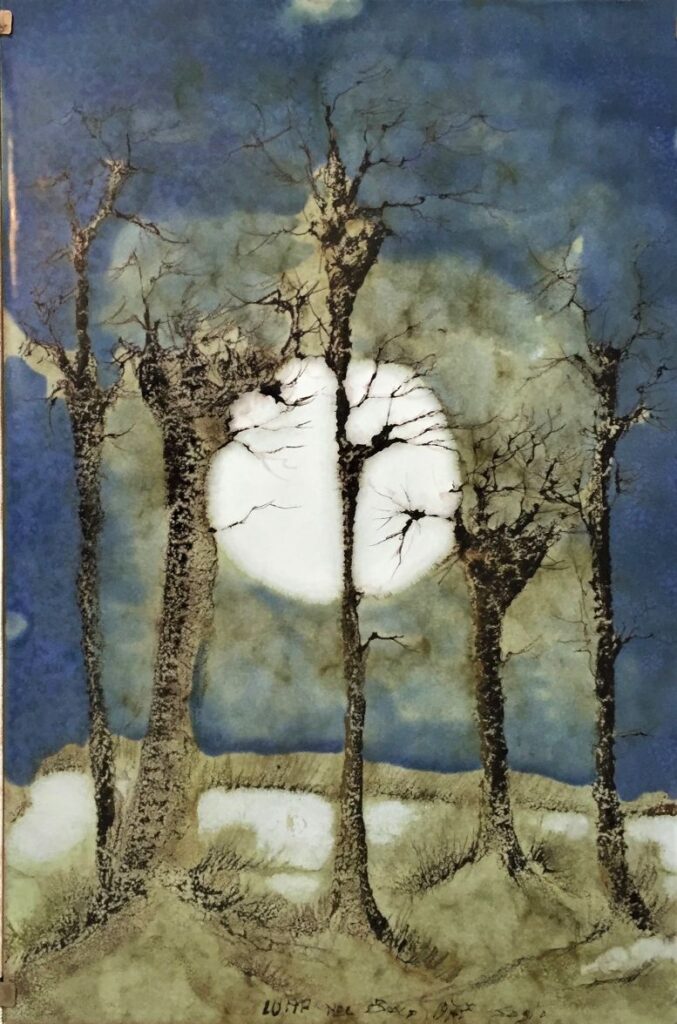 1977 - Trittico. Luna nel bosco. Piastra centrale - 45x30 cm