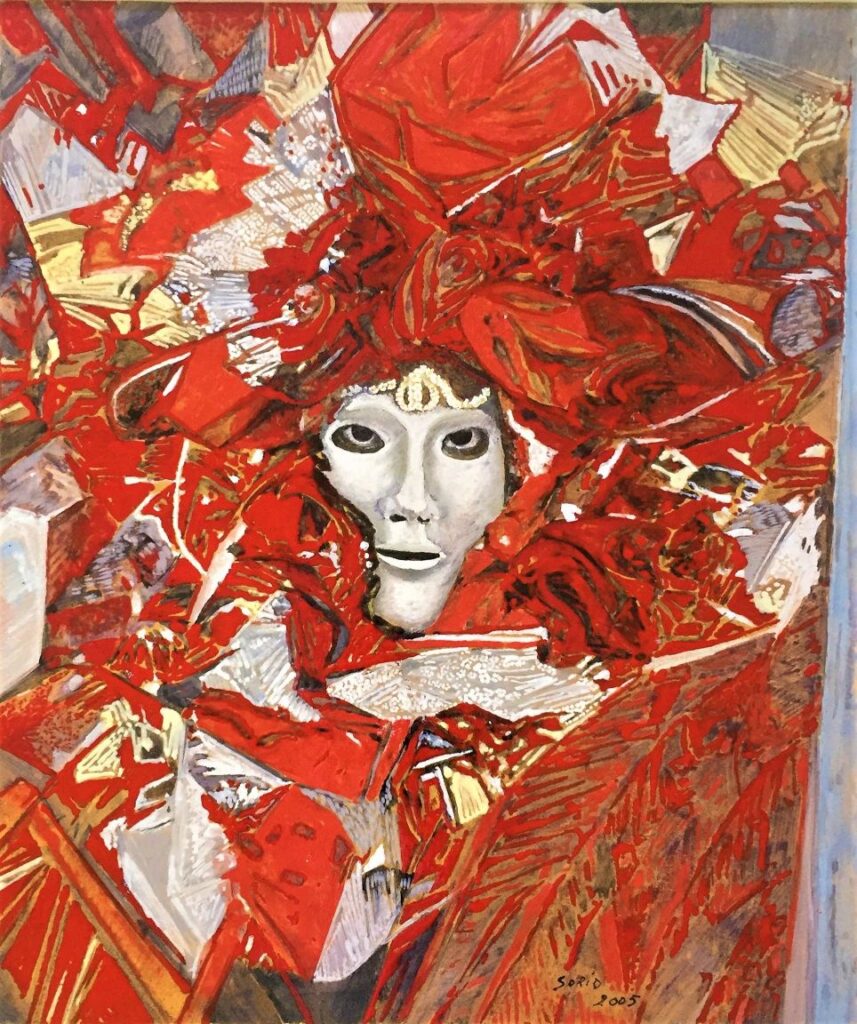 2005 - Maschera in abito rosso - 50x60 cm