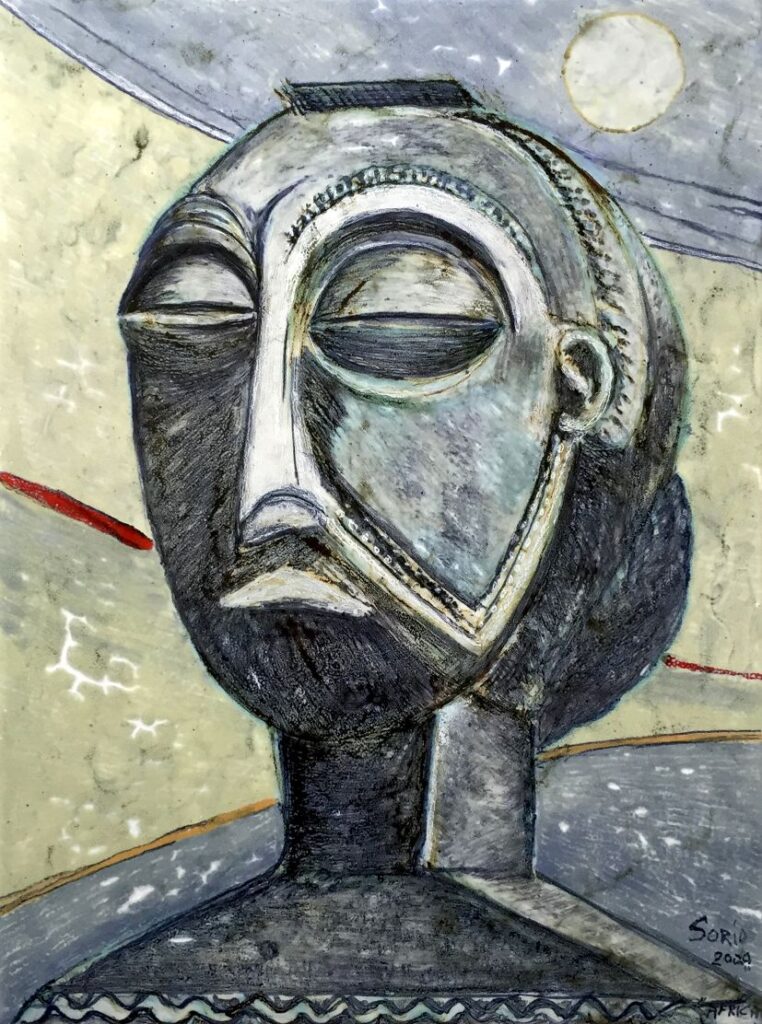 2009 - Maschera africana con luna - 33x45 cm