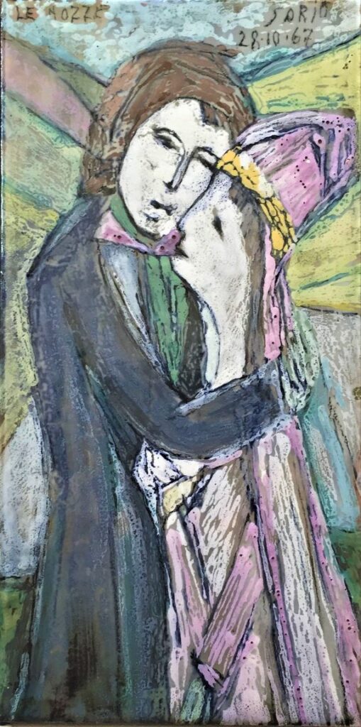 Senza data - 28-10-1967. Le nozze. Sorio e Adriana. Omaggio a Marc Chagall - 10x20 cm