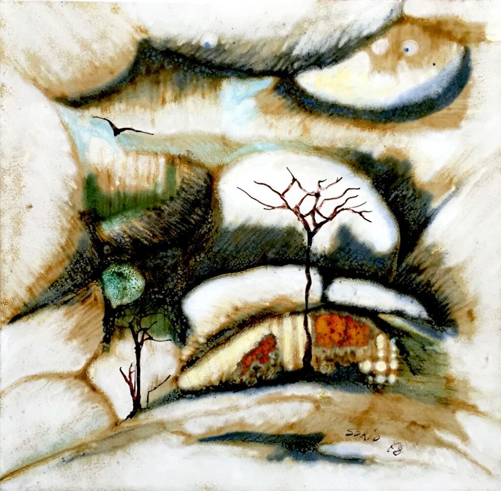 1978 - Paesaggio con la neve - 33x33 cm